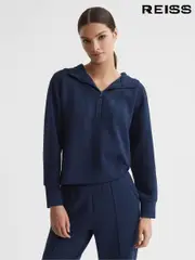 Reiss Navy Jemma Half-Zip Hoodie (N12406) | $260