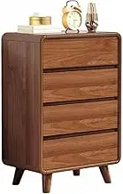 GUAWJRZDP Storage Cabinet, Chest of Drawers, Drawers Storage Cabinet, Wooden Drawer Chest, Grooved Handles, Rustic Drawers Organizer Storage, for Bedroom, Living Room, Walnut Color(4-Drawer Chest)