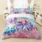 Octopus Kids Duvet Cover Set Queen Size,Colorful Octopus Bedding Set for Boys