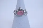 New! Bomb Party Size 8 “BRIGHTEN MY DAY” Rose Quartz (2 Rings) Rhodium RBP8627