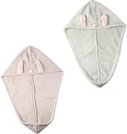 MUSISALY 2pcs Rabbit Ear Fast Drying Hair Towels Quick Dry Cap for Bath Elastic Hair Drying Hat for Comfortable Present for Mothers