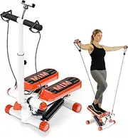 Stepper for Exercise, Mini Stair Stepper with Resistance Bands & Handlebars, Portable Stepper Machine Workout at Home, 120KG Loading Capacity