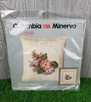 Columbia Minerva Crewel Stitchery "Hollyhock Circle" Pillow Or Picture #7716 NIP