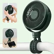 JISULIFE Stroller Fan, Tripod Clip on Fan, 4000mAh Baby Fan Battery Operated, Personal Desk Fan with 4 Speeds, 720°Rotatable, Portable Fan for Cribs, Carseat, Golf Cart, Treadmill,Table - Green