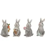 Gray Glitter Mini Easter Bunny Figurines - Set of 4