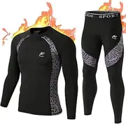[MeetHoo] Men's Thermal Underwear, Functional Underwear with Turtleneck, Ski Underwear, Winter Thermal Underwear Set, Breathable Thermal Underwear, Warm Thermal Undershirt & Thermal Trousers for Men