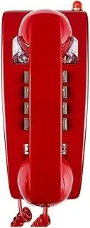 Daiilg Classic Wall Phones for Landline with Mechanical Ringing, Single Line 2554 Wall Telephone with Voicemail Indicator Easy to Use Red