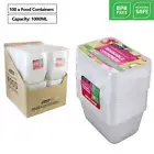 100 x Takeaway Food Containers Plastic Lids Rectangular Lunch Box Storage 1000ml