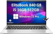 [HP] EliteBook 840 G8 Business Laptop (14" Fhd Anti-Glare, Intel 4-Core i5-1145G7, 16Gb Ram, 512Gb ssd) 2 x Thunderbolt 4, Webcam, ist Cable, Win 11 Pro