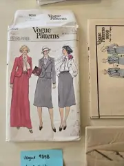 Vintage Vogue 9858 Sewing Pattern Misses Loose Blouse Scarf Jacket Skirt Sz 10