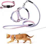 Adjustable Cat Harness and Lead Set for Kittens and Adult Cats, Soft and Comfortable Walking Harness, Safe and Secure Cat Collar, Ideal for Outdoor and Indoor Use