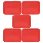 Pyrex 7210-PC Red Rectangle Plastic Storage Replacement Lid Cover (5-Pack)