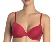 NWT NEW Calvin Klein Genesis Underwire Lined Demi T-Shirt Bra 34C Red QP1520O