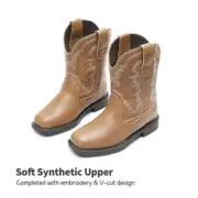 New - Adorable Dream Pairs Toddler Square Toe Western Boots - 6T - Tan