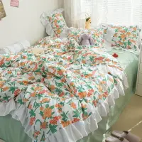 在飛比找樂天市場購物網優惠-MISS LUNA 純棉絲柔棉床包雙人床單 床包四件組被套單