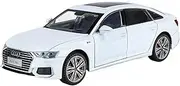 Finished Scale Model Large 1/18 for Audi A6L Simulation Alloy Car Model Pull Back Sound & Light Vehicle Model Collection Decoration Presents Ornaments(White)