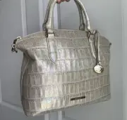Brahmin Duxbury Satchel Creme Delphine Leather Pearlescent