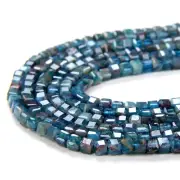 2MM Deep Blue Apatite AA Micro Faceted Diamond Cut Cube 15.5 inch (80009238-P43)