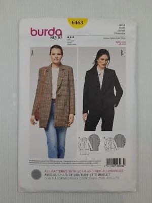 Burda Sewing Pattern 6463 Women's Jacket Pattern Size US 8-20 EUR 34-46 NEW