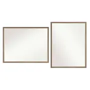 2 Set La Bella Antique Brown Wall Mirror Rectangular Frame Makeup Decor Bathroom Vanity 70x90cm