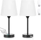 EGEN Table Lamps Set of 2 Bedside - Dimmable Touch Lamp with USB Port