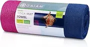 Gaiam Grippy Yoga Mat Towels, 05-61710, Blue/Fuchsia