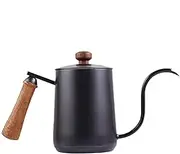 Gooseneck Design Tea Kettle, Stainless Steel Pour Over Kettle, Heated Gooseneck Tea Pot, 600ml Drip Drink Pot 25.3x9x14cm for Camping, Hot Drinks, Present, Black Color