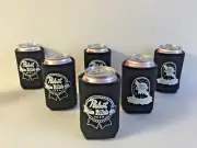 Pabst Blue Ribbon PBR 12 oz Can Bottle Koozie Glow Can Art ~ 6 Pack ~ New & F/S