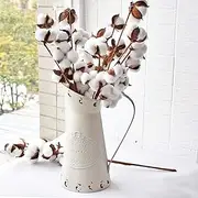 Vintage Metal Flower Jug, Rustic Shabby Chic Home Decor Vase, French Country White Accent