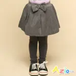 【AZIO KIDS 美國派】女童 內搭褲 蝴蝶結假兩件毛呢純色內搭長褲(灰)