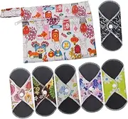 ORFOFE Bamboo Sanitary Pads Set 7pcs Reusable Menstrual Pads Bag Washable Towel Super Absorbent Breathable