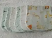Pack of 6 Burp Cloths forest Friends Blue Cotton Front Towelling Back Handmade