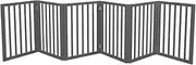 PaWz Dog Gate Indoor Foldable Fence - Puppy Safety Stair Barrier Security Door 6 Panels Grey, Retractable Freestanding Pet Barrier No Drill 282cm x 60.5cm