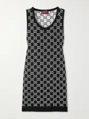 [Gucci] Gucci - Reversible Logo-jacquard Wool-blend Mini Dress - Black - M M Black
