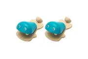 2PK PlanToys Fish Castanet Kids Wooden Musical Hand Percussion Toy Blue 12m+