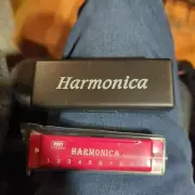 DMTS Harmonica Red With Case Copper Core Brand New C 10 Hole