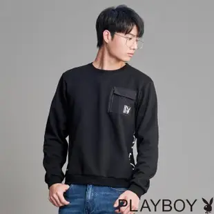 【PLAYBOY】LOGO織標口袋上衣(黑色)