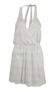 Rvca BREAKDOWN PEARLS Light Green White Striped Cross Straps Tank Junior’s Dress