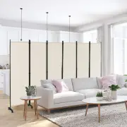 Costway1.72m 6-Panel Folding Room Divider with Lockable Wheels-White