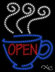 NEW “OPEN" w/COFFEE LOGO 26x20 SOLID/ANIMATED LED SIGN W/CUSTOM OPTIONS 21760