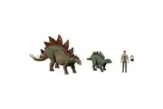 Jurassic World HHK91 A New Age Legacy Collection Dr Sarah Harding with Large and Small Stegosaurus Dinosaur, Authentic and Articulated Figures, 9.5 cm, Age 4+