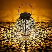 Solar Lanterns Outdoor Waterproof Hanging, LED Solar Lights Decorative Retro Metal, Solar Lantern with Handle for Christmas, Decorations, Garden, Yard Porch, Lawn
