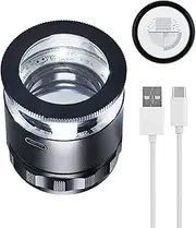 10X LED Jewelry Scale Loupe Rechargeable Function with Detachable Measuring Scale, Jewellery Magnifying Glass with 6 LED Lights, Adjustable Focal Length Loupe for Gems, Coins, Hobby Tool