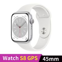 Apple Watch S8 GPS 45mm 銀色鋁錶殼配白色運動錶帶