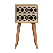 Handcrafted Bone Inlay Wood Mini Bedside Table