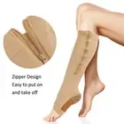 Zipper Compression Socks Soft Nylon Washable Reusable Open Toe Leg Shaping S NOW