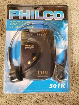 Philco 501k Portable AM/FM Cassette Tape Player Full Auto Bass New/selaed