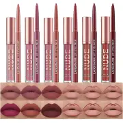 NNETM 12 Matte Velvet Nude Liquid Lipstick + Lip Liner Set Lip Gloss
