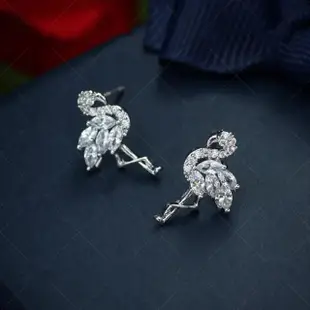 【SECRET BOX】韓國設計S925銀針璀璨閃耀鋯石火烈鳥造型耳環(S925銀針耳環 火烈鳥耳環 鋯石耳環)