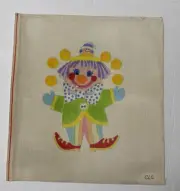 CLG Clown Hand-Painted Needlepoint Canvas Roughly 12.5" x 14"